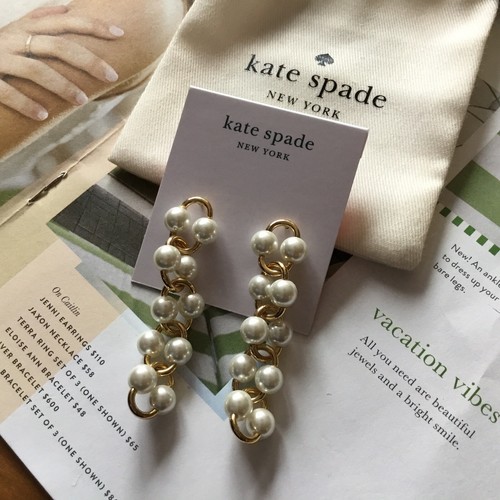 88 $ Kate Spade GOLDFARBENE IMITAT JUGENDSTIL PERLENGLIED LINEARE OHRHÄNGER❤️🎁 - Bild 2 von 12