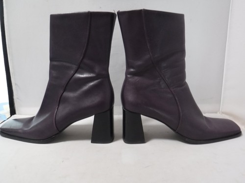 PM3 VTG 90s Y2K Sam & Libby Square Toe Chunky Heel Eggplant Purple Zip Boots 10 - Picture 20 of 24