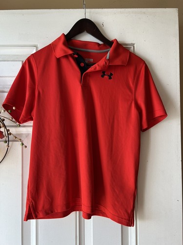 Boys Under Armour Polo Golf Shirt Short Sleeve Red Youth XL - Bild 4 von 6