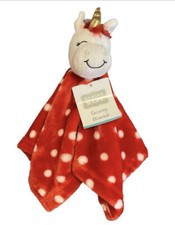 Hudson Baby Animal Security Blanket, Lovie Lovey Christmas Unicorn Red Polka Dot