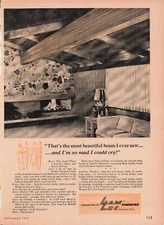 Lam-Loc Beams ~ 1950s Vintage Ad ~ Exposed Ceiling Timbers 8.5x11