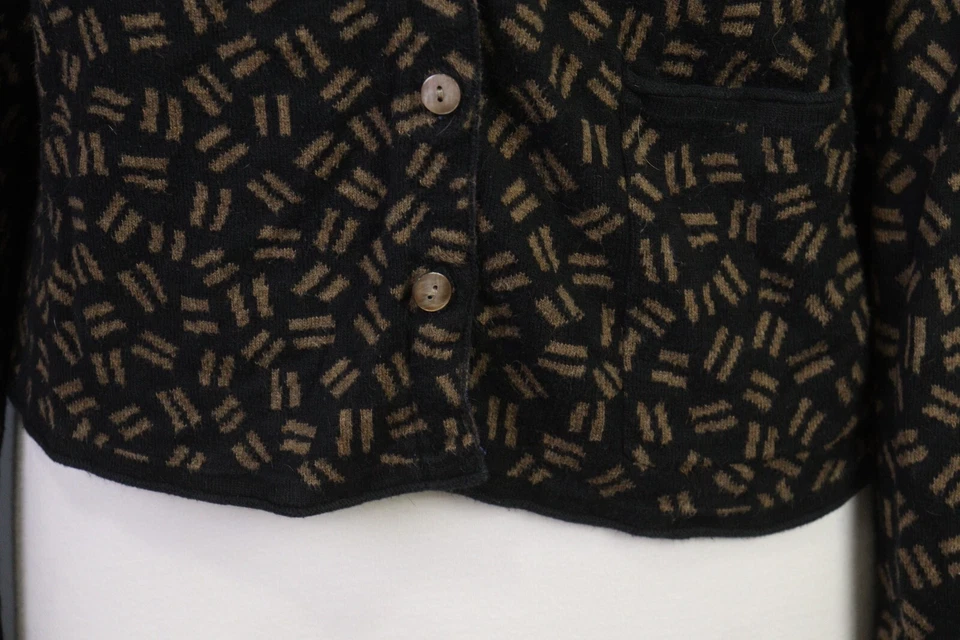 GUDRUN SJODEN Cárdigan Suéter Botón Algodón Negro y Marrón Talla M Foto 4 de 4