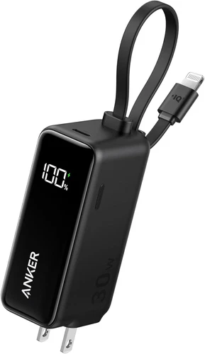 Anker 3-in-1 Power Bank Built-in Cable 5000mAh 30W Portable Wall Charger Foldabl