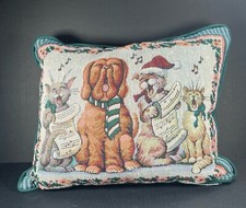 Newport Holiday Christmas Throw Pillow Tapestry Dog  Cats Caroling