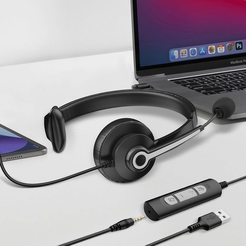Wantek 3in1 Headset 3.5mm with USB to Type-C Microphone Headphone for PC/Phone - Picture 6 of 11