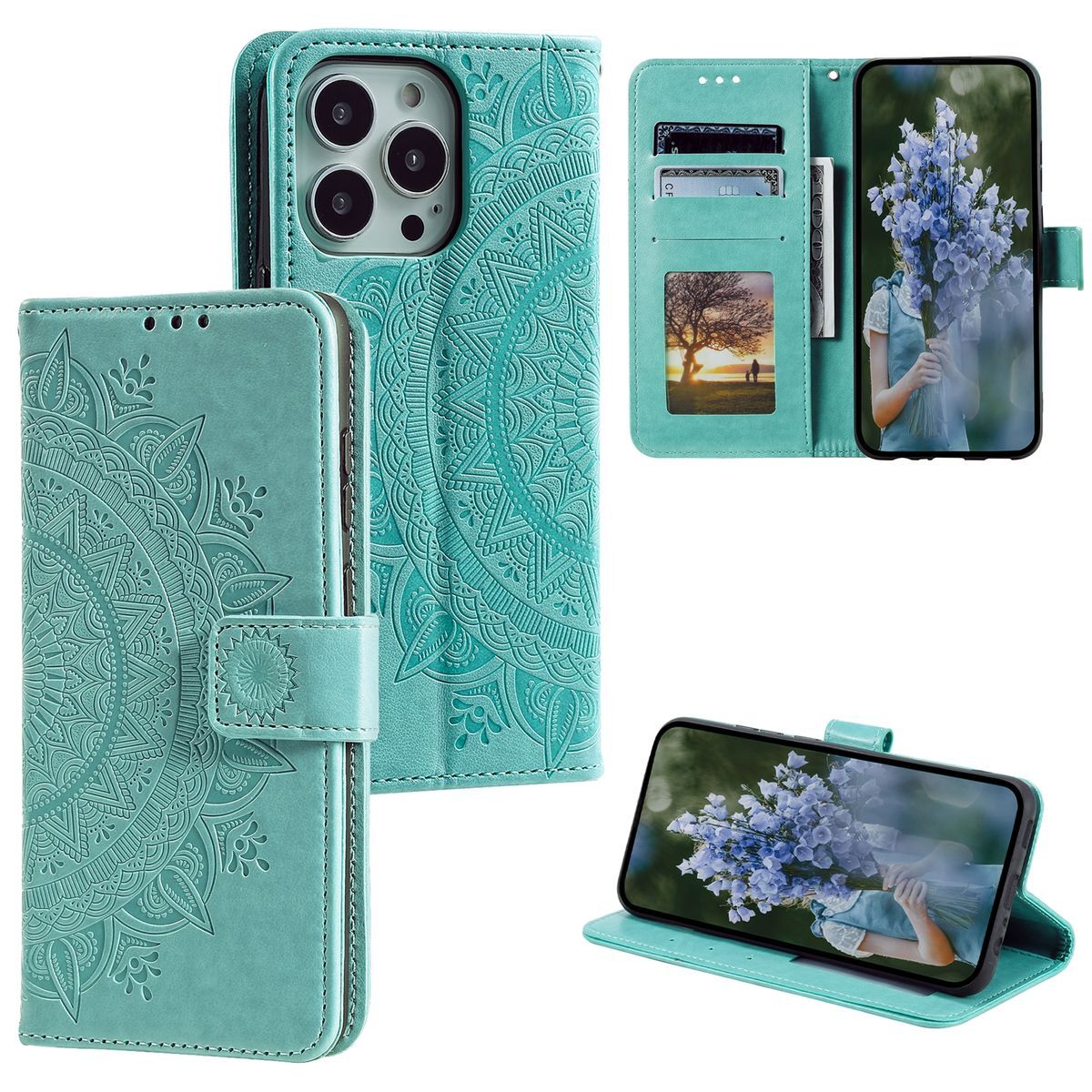 Handyhülle Schutz Case für Apple iPhone 15 Pro Max Cover Klapp Tasche Wallet