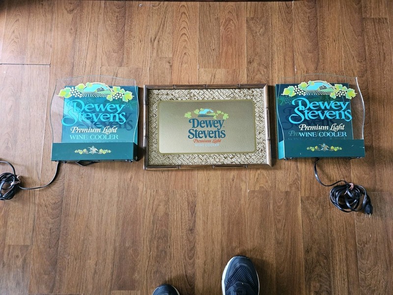 Vintage Dewey Stevens Bar Lights And Mirror