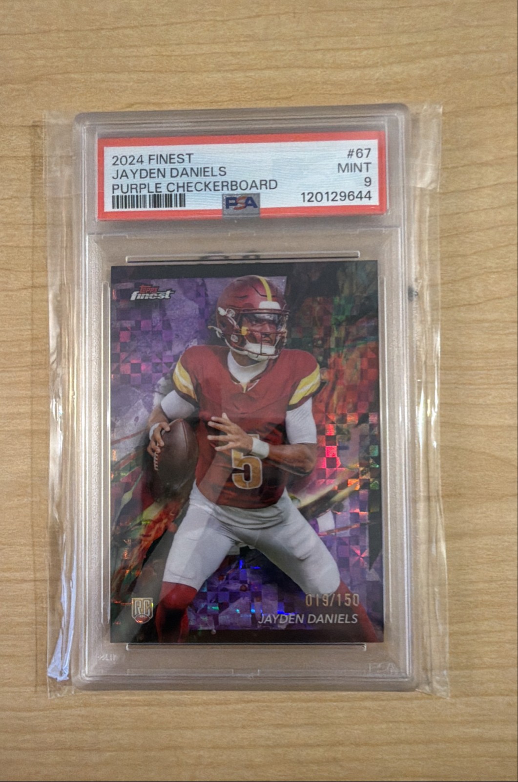 2024 Topps Finest - Common Jayden Daniels #67 Purple Checkerboard Refractor /150