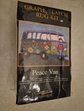 Vintage MCG Textiles Peace Van 27" X 20" Hook-A-Rug Latch Hook Kit New VW Hippie