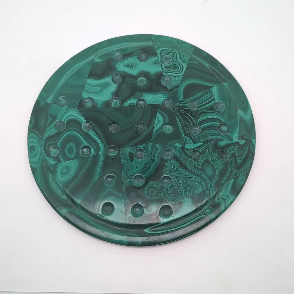 Vintage Green Malachite Marble Solitaire Puzzle Game Board *NO MARBLES* 10" - Image 3 of 4