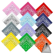  Pack Novelty Bandanas Paisley Print Cowboy Bandana 12 Mixed 12 Colors a