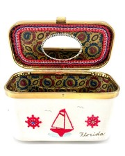 Vintage 1960s Lily-Bet Florida Nautical Box Purse Lucite Handle Palm Beach