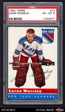 1954 Topps #10 Gump Worsley Rangers-Hockey HOF PSA 6 - EX/MT