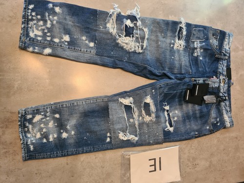 £840 Dsquared2 Runway Distressed Patchwork Jeans - Made In Italy