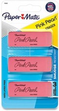 PaperMate Pink Pearl Premium Medium Rubber Eraser, 3-Count 2 Pack 