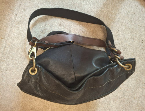Authentic FOSSIL REAL LEATHER Black Crossbody Shoulder Bag Convertible Medium - Picture 21 of 24