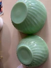 Set Of 2 Vintage Fire King  “Swirl” Jadeite Mixing Bowls 8 & 9 In - Made in USA