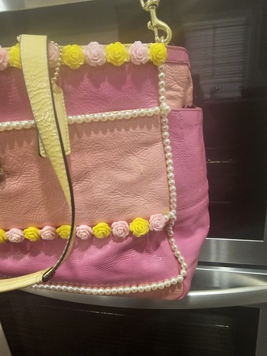 Customize Coach Pink And Yellow Diaper Bag Weekender Shoulder Bag - Picture 6 of 13