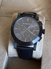 Brand New Burberry BU9364 Chronograph Dial Steel Case Leather Strap Men's Watch