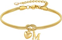 Armband Gold 18K Vergoldet Knoten Mit Buchstaben Herz AnhäNger Damen MäDchen
