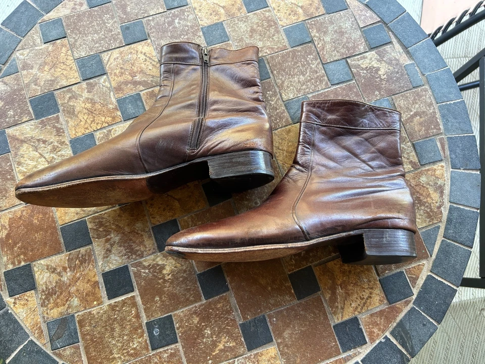 Botines de cuero marrón vintage Bruno Magli para hombre 9,5 Foto 2 de 4