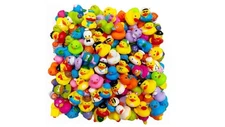100 Pcs Assorted Rubber Ducks Bulk Pack,Floaters Bath Toys,Jeep Duck Decorations
