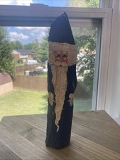 Vintage Hand Painted Wood Santa Signed Folk Art Primitive 2004