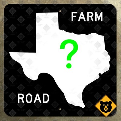 Texas CUSTOM farm ranch to market route state highway road sign 1965 map 16x16