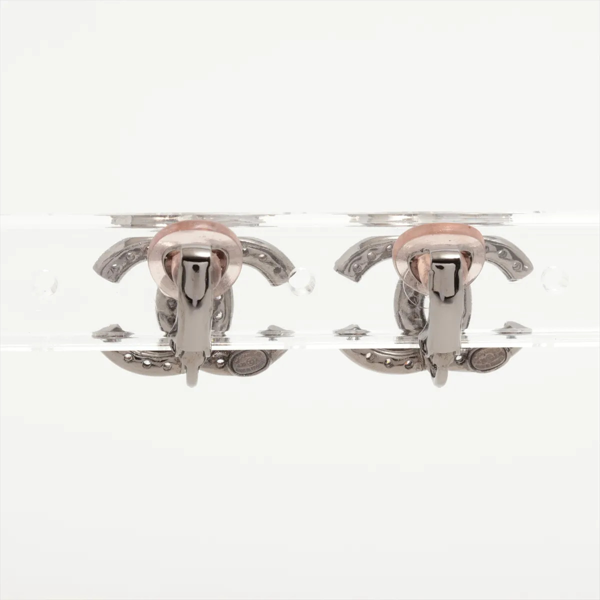 Chanel Coco Mark A20A Earrings (for both ears) GP×Rhinestone Black thumbnail 2