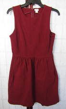 J.Crew Deep Maroon Cotton Blend Dress Sleeveless Waisted Women's Size M