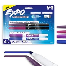 Lot of 5 EXPO Mixed Marker Sets  Wet Erase  Dry Erase  20 Markers Total  New