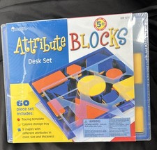 Learning Resources Attribute Blocks Desk Set in Tray 60 Pieces