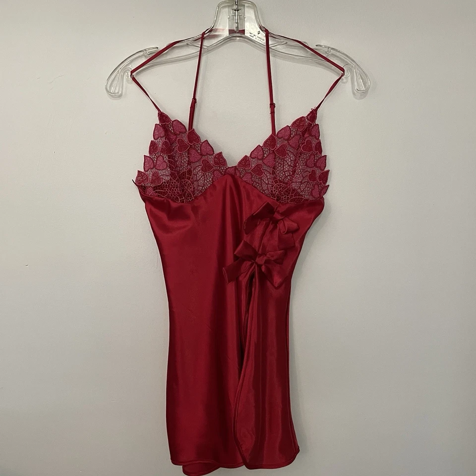 FREDERICKS of HOLLYWOOD Vestido camisón con cordones talla M satinado sin cordones coqueta Foto 2 de 4