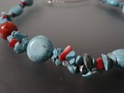 chunky Southwest Style faux Turquoise Coral Bead Necklace wear 14"-16" — photo 6