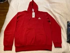 Men's NWT Adidas Feel Cozy Red w/White Trefoil Pullover Hoodie H47018 Reg. Med