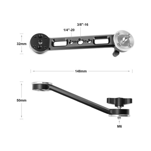Rosette Extension Arm with Double-Ended M6 Thread for Camera Shoulder Mount A... - Picture 2 of 6