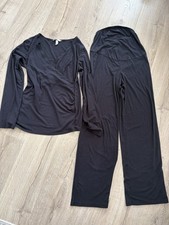 H&M Mama Maternity Black Lounge Set S Small Nursing Top And High Waist Trousers