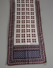 Vintage Christian Dior Silk  Wool Geometric Scarf Grey Pink Navy Blue 17  x 66  