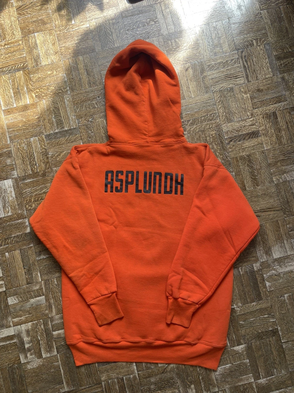 Vintage Russell Asplundh Orange Double Face Sweatshirt Hoodies Size Large USA