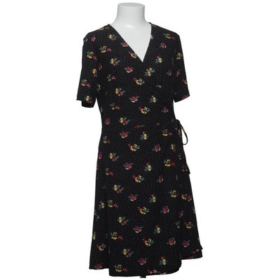 Qed London, Wickelkleid, Größe: 42, Schwarz/Mehrfarbig, Elasthan/Polyester #saG