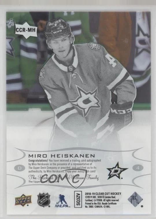 2018-19 Upper Deck Clear Cut Rookies Miro Heiskanen #CCR-MH Auto RC - Image 2 of 2