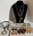 Vintage Gold Tone Costume Jewelry Lot Mixed Brooches Earrings Necklace Bracelet