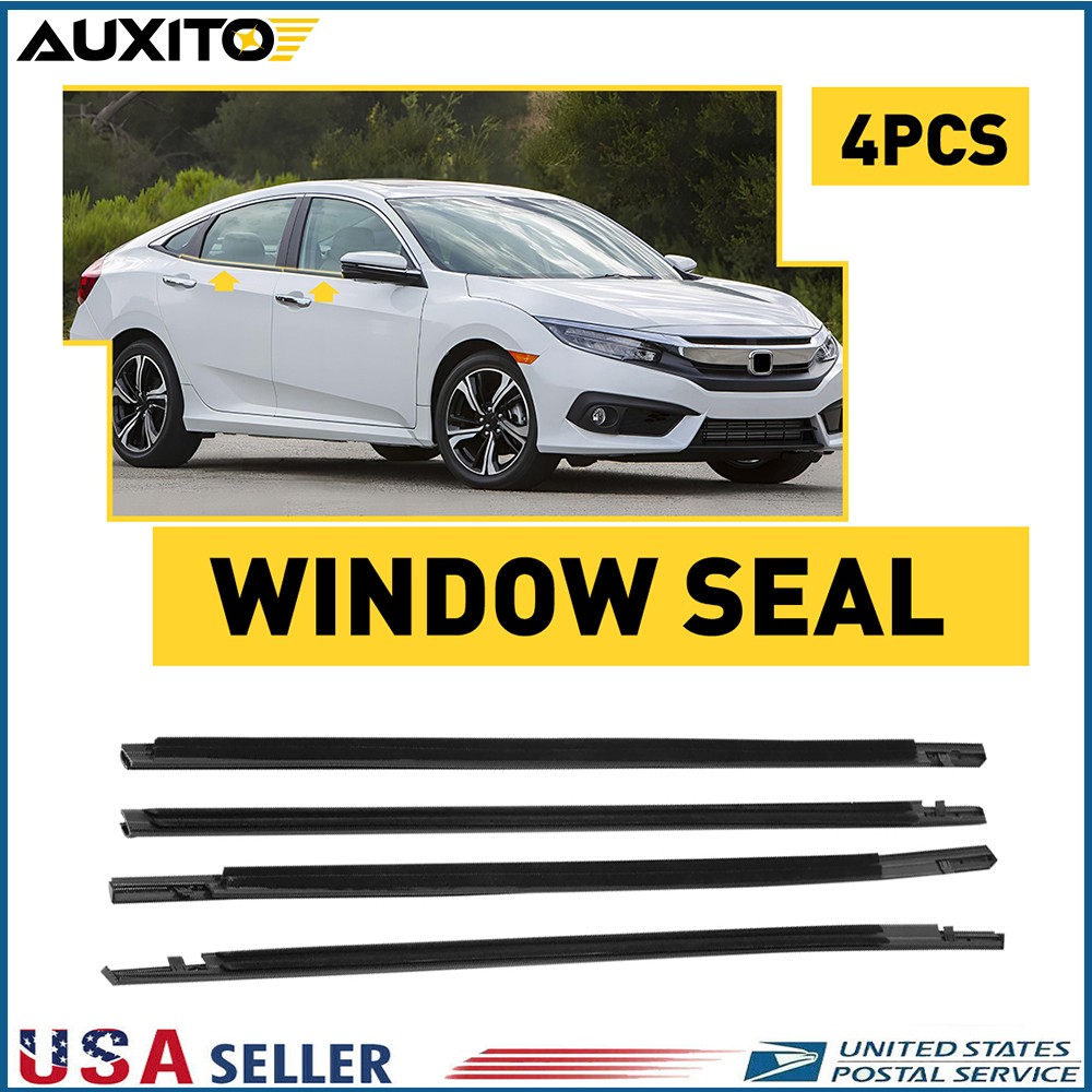 4-Piece Black Weatherstrip Door Seal Trim for 2016-2021 Honda Civic