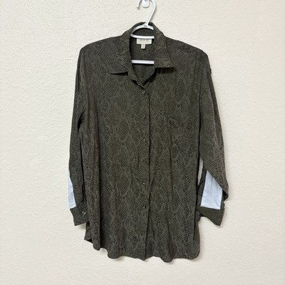Koch Long Sleeve Snakeskin Print Blouse Shirt Long Sleeve Size XS Polyester