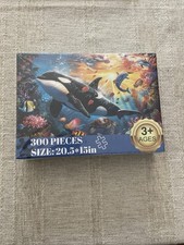300 Pieces Jigsaw Puzzle Ocean Whale Fish Dolphin 20.5 x 15 Ages 3 New In Box