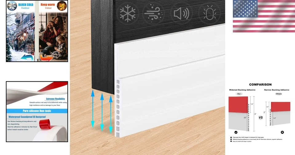 Door Draft Stopper 3"x39" for Huge Gaps - Soundproof & Weather-Resistant - Image 2 of 4