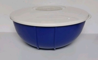 Tupperware Blue Remarkabowl 5 Qt/5 L Mixing Bowl #2473 & 2 Piece Splatter Guard 