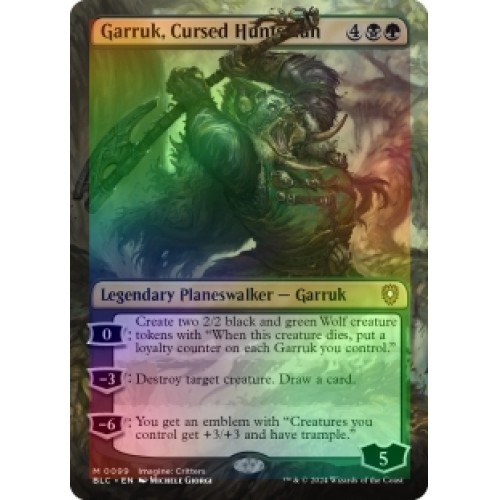 Foil Garruk, Cursed Huntsman (borderless) X4 M/NM MTG Bloomburrow: Commander - Picture 1 of 1