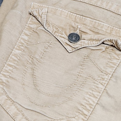 Pantalones de pana para hombre True Religion Ricky con solapa bolsillo envejecido caqui 36x32 - Imagen 8 de 15