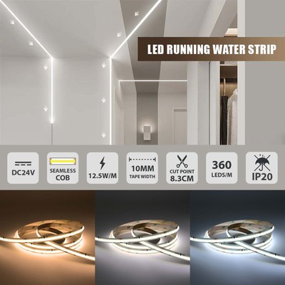 LED 24 V 5 M nahtloser COB fließendes Wasser fließendes Pferderennen Streifen Licht WS2811 IC